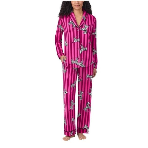 NEW Room Service Women's XL Zebra Print Pink Pajama Set - Picture 1 of 11